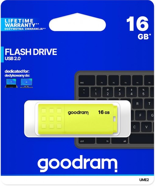 Pendrive GoodRAM 16GB UME2 yellow USB 2.0 - retail blister