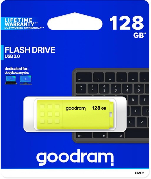 Pendrive GoodRAM 128GB UME2 yellow USB 2.0 - retail blister