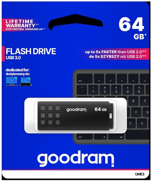 Pendrive GoodRAM 64GB BLACK USB 3.0 - retail blister