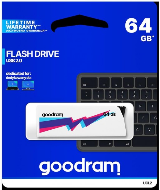 Pendrive GoodRAM 64GB UCL2 WHITE USB 2.0 - retail blister