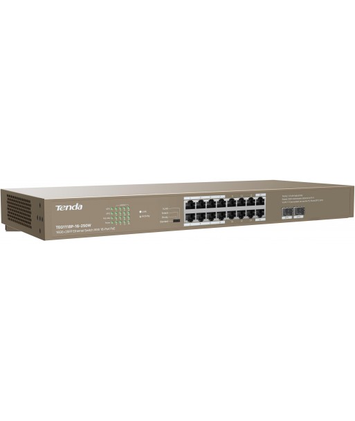 Switch Tenda 16-Porte PoE 16GE+2SFP - 250W