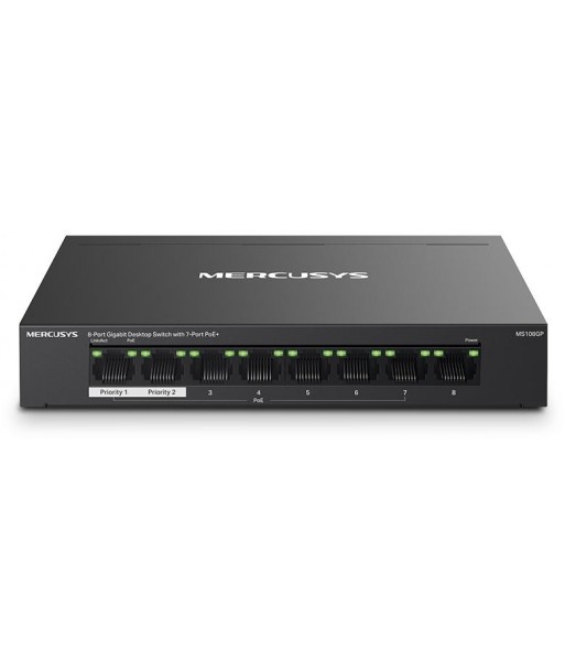 Switch 8 porte Gigabit con 7 porte PoE+ Mercusys MS108GP